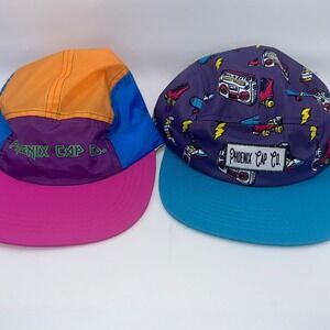 Phoenix Cap Co Retro Color Block & Roller Skate Print 5 Panel Hats Small-Medium